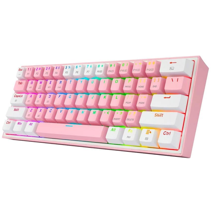 Teclado Redragon Fizz Pro Mecanico Rosa Blanco Switch Red